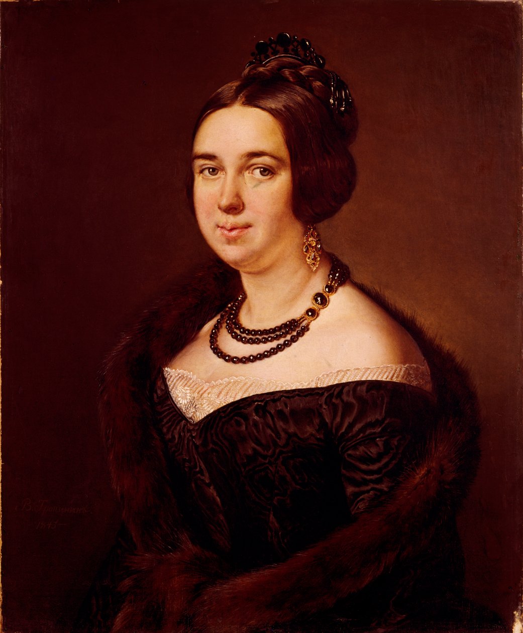 Retrato da condessa Alexandra Alexeevna Obolenskaya, née Mazurina 1817-1885, 1845 de Vasili Andreevich Tropinin