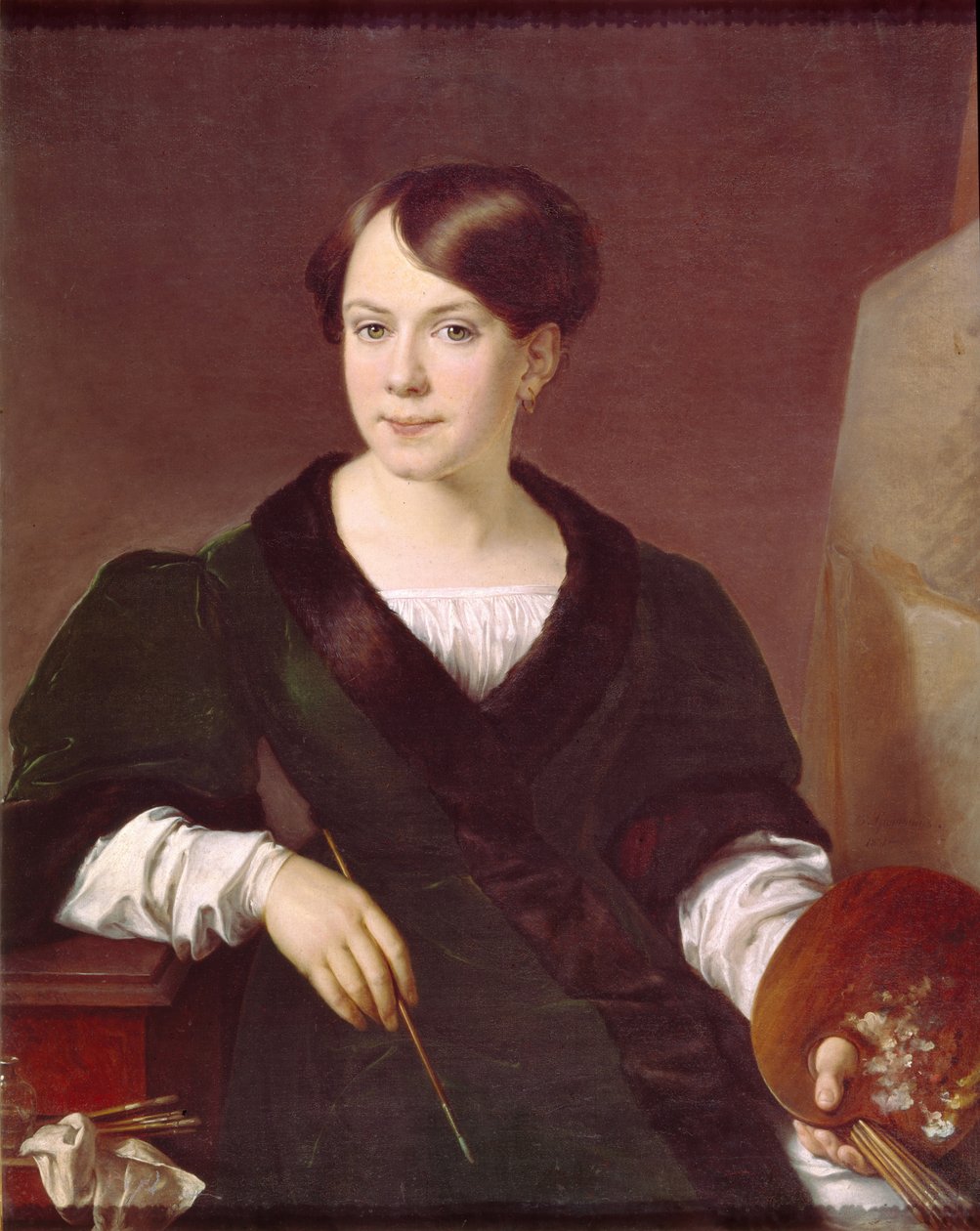 Retrato do pintor Lyubov Borozdna-Stromilova 1813-1894, 1831 de Vasili Andreevich Tropinin