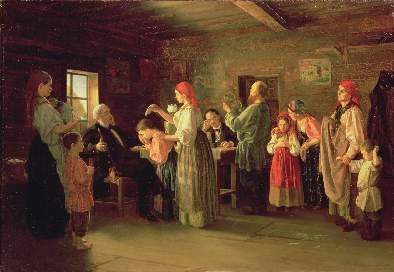 Inspeção de um lar para crianças, 1866 de Vasili Efimovich Kallistov