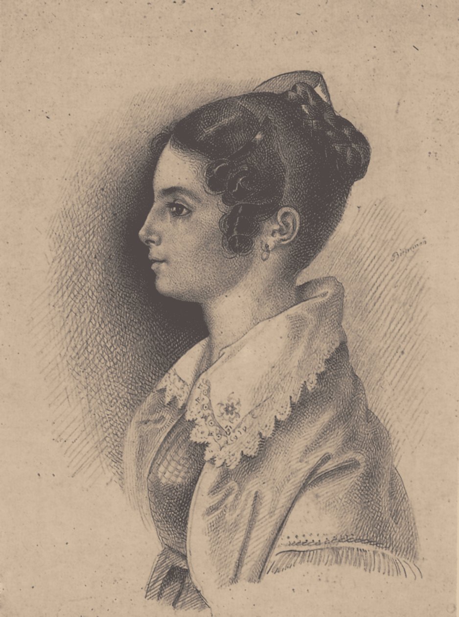 Condessa Vera Fyodorovna Vyazemskaya, de solteira Gagarina 1790-1886 de Vasili Fyodorovich Binemann