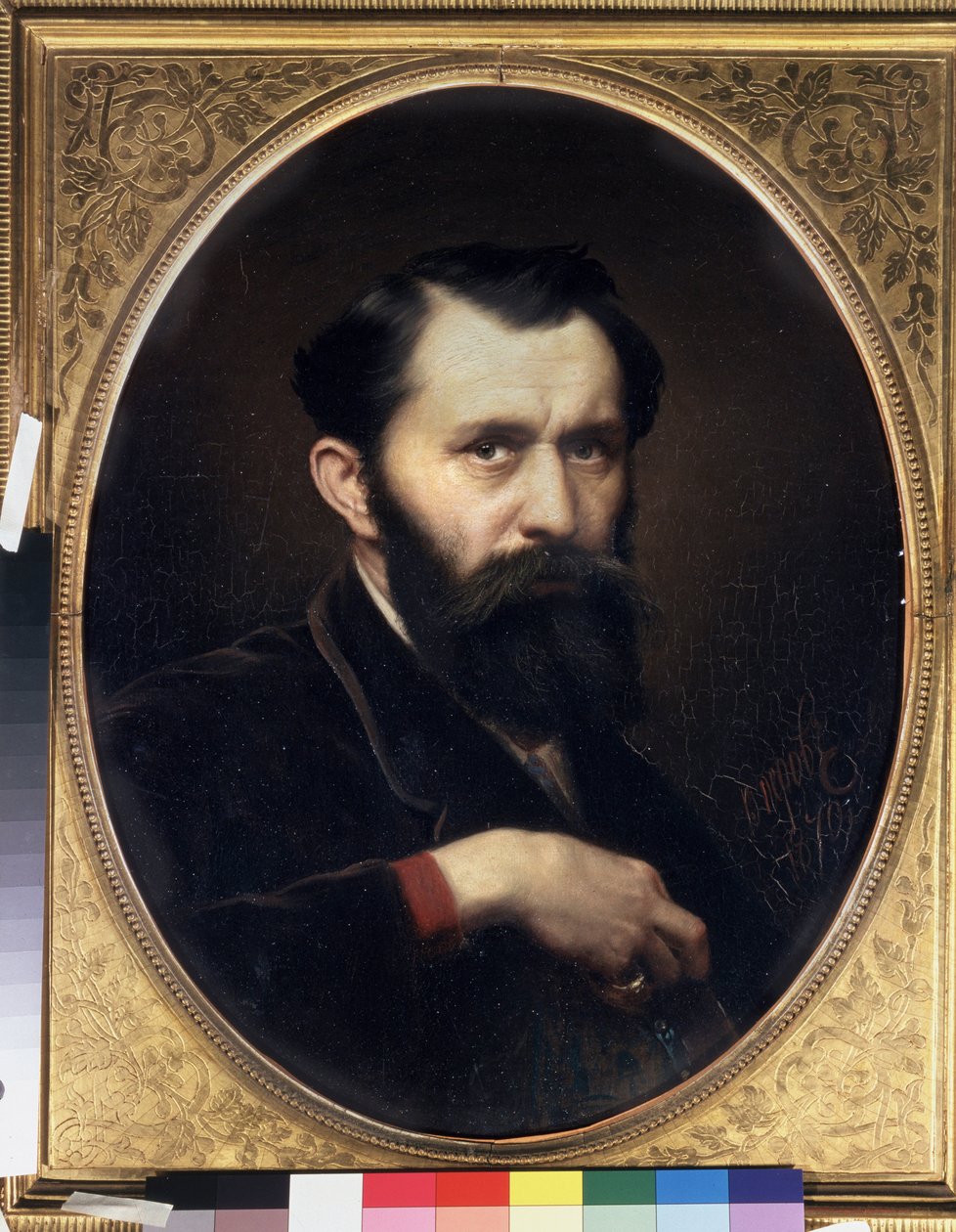 Auto-retrato. Pintura por Vasili (Vasili) Grigoryevich Perov (1834-1882), óleo sobre tela de Vasili Grigorevich Perov