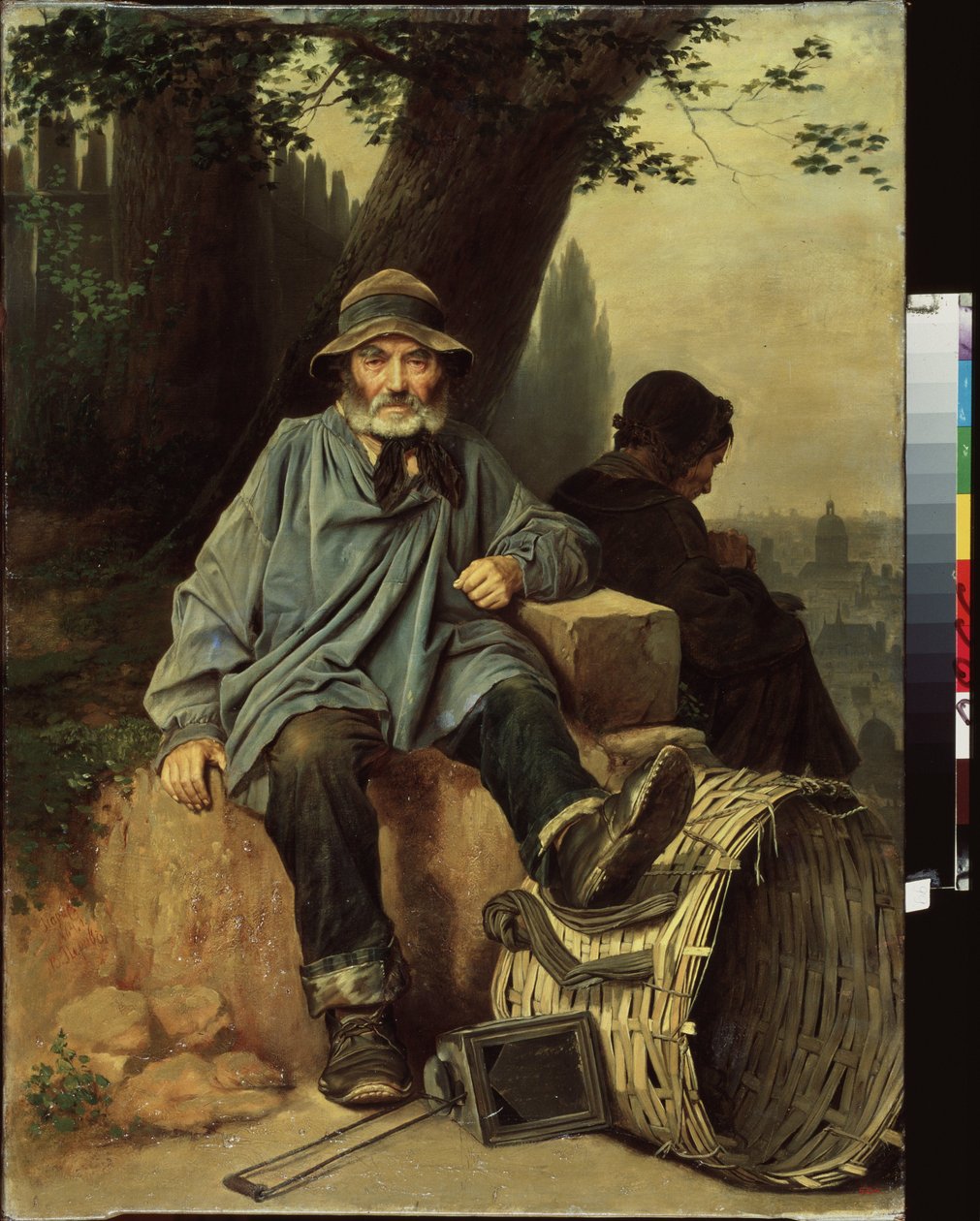Mercados de pulgas em Paris (França). Pintura de Vasily (Vasily) Grigoryevich Perov (1834-1882), óleo sobre tela de Vasili Grigorevich Perov