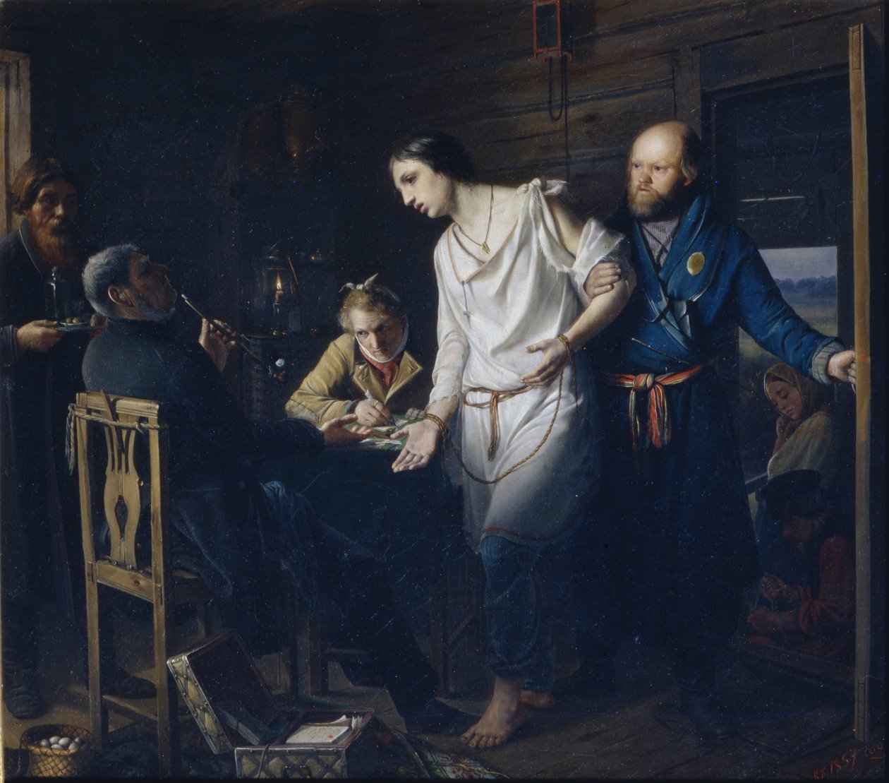 Comissário de Polícia Rural Investigando, 1857 de Vasili Grigorevich Perov
