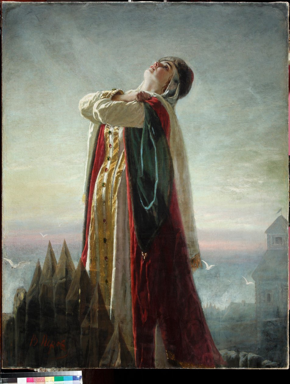 "Lamento de Jaroslavna" (Lamento de Yaroslavna) Ilustração para a ópera "Príncipe Igor" de Alexander Borodin Pintura de Vasili Perov (1834-1882) de Vasili Grigorevich Perov