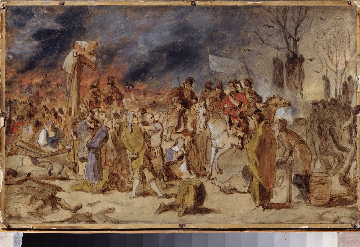 Revolta de Pugachev em 1773. (Guerra dos Camponeses Russos de Vasili Grigorevich Perov