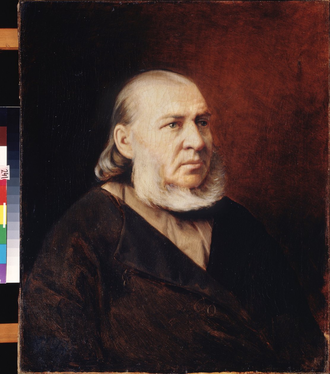 Retrato do escritor Sergei Timofeievich Aksakov (1791-1859). Pintura por Vasili (Vasili) Grigorievich Perov (1834-1882), óleo sobre tela. Arte russa de Vasili Grigorevich Perov