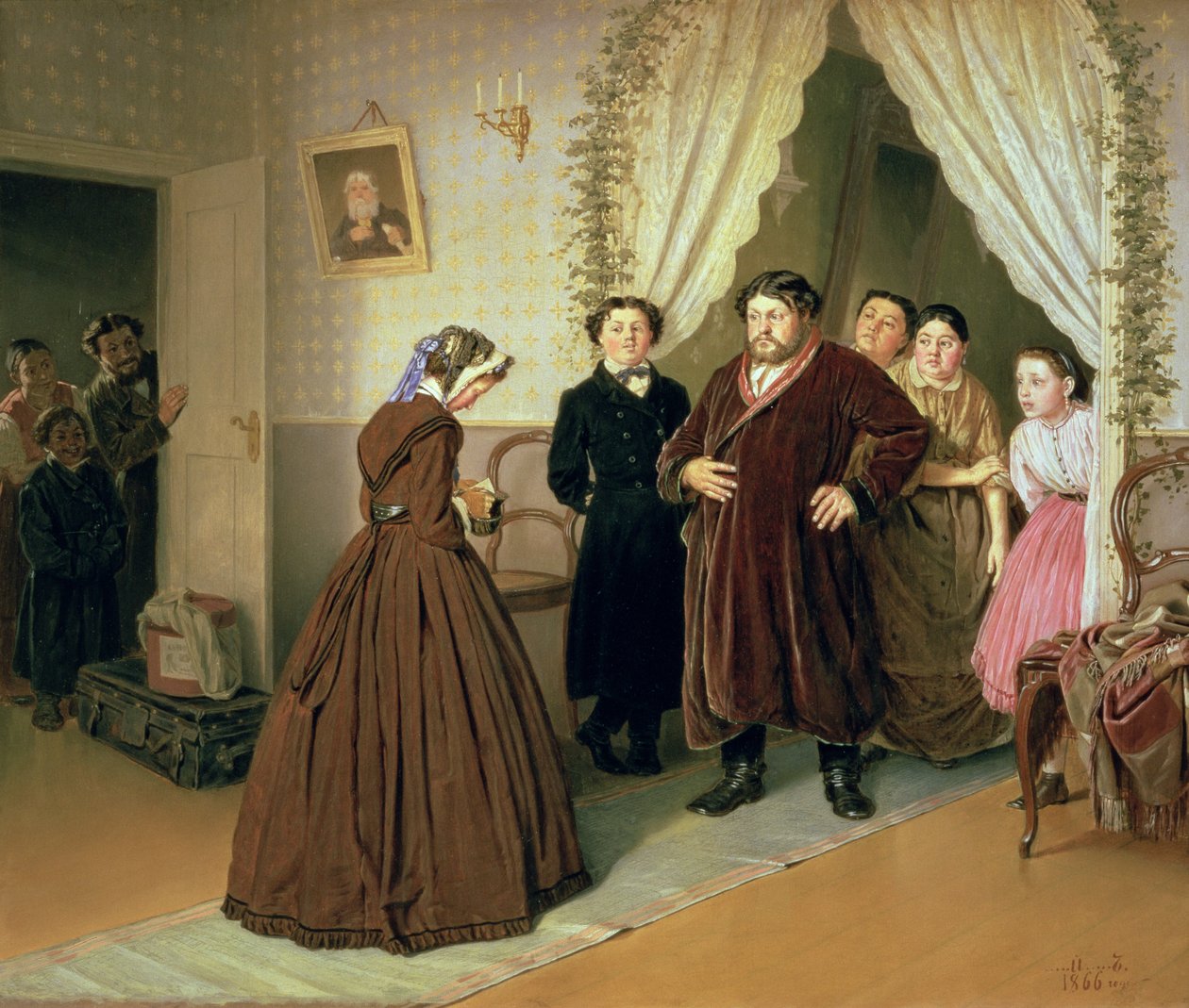 A Governanta Chegando na Casa do Mercador, 1866 de Vasili Grigorevich Perov