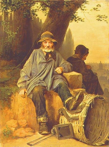 O homem de ossos e rufos parisienses de Vasili Grigorevich Perov