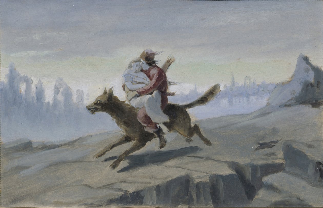 Ivan Tsarevich montando o Lobo Cinzento, final dos anos 1870 e início dos anos 1880 de Vasili Grigorevich Perov