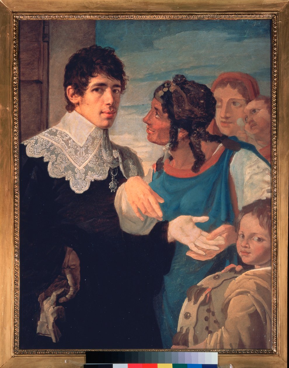 A chiromancia, Auto-retrato - Pintura de Vasili Kuzmich Shebuev (1777-1855), óleo sobre tela de Vasili Kuzmich Shebuev