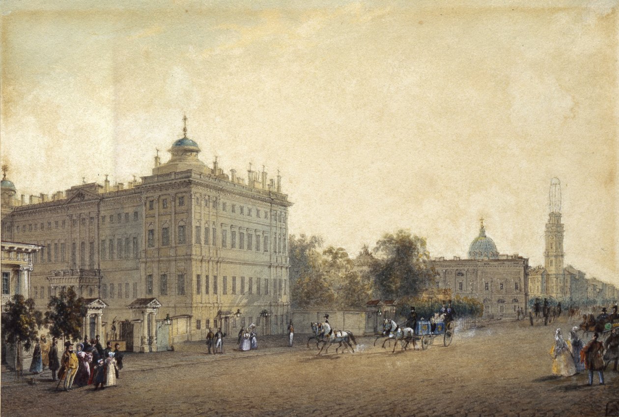 São Petersburgo. Palácio de Anichkov, década de 1830 de Vasili Semenovich Sadovnikov