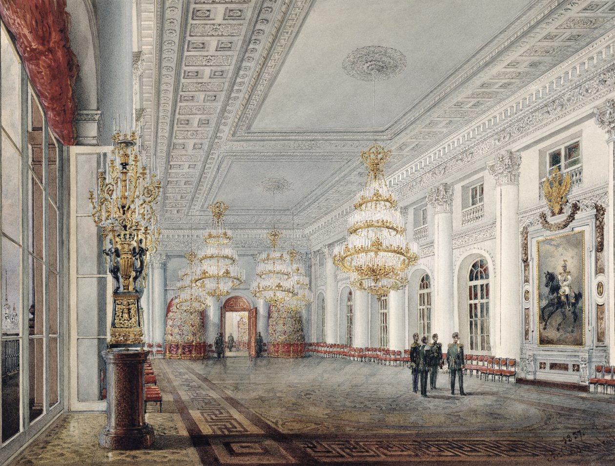 O Grande Salão, Palácio de Inverno, São Petersburgo, 1837 de Vasili Semenovich Sadovnikov