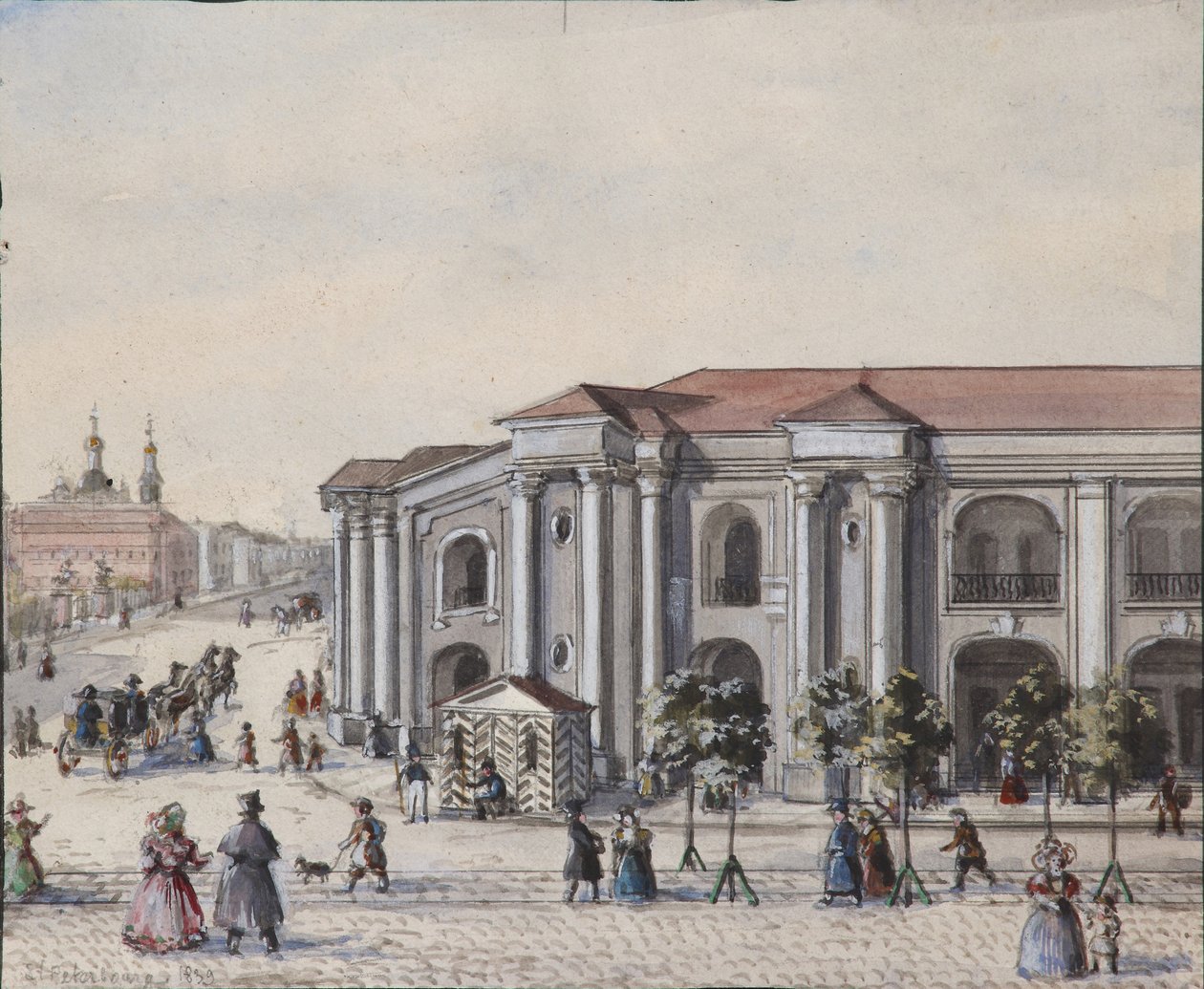 Pátio de comércio de São Petersburgo, Grande Gostiny Dvor, 1830-1840 de Vasili Semenovich Sadovnikov