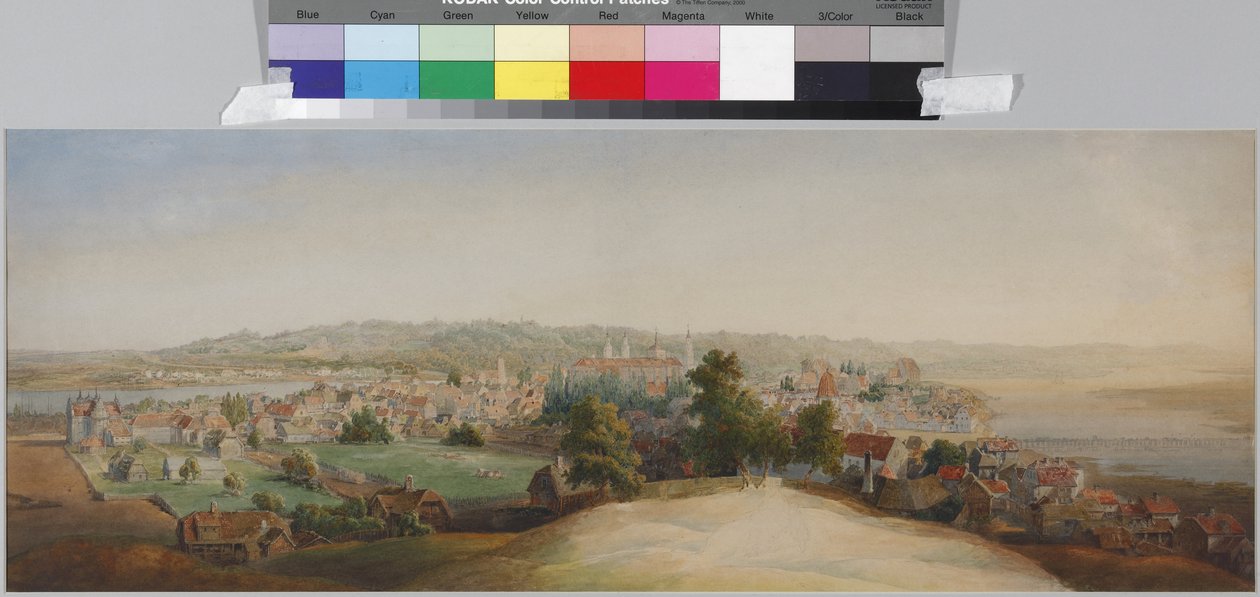 Vista de Kowno, de Sadovnikov, Vasily Semyonovich (1800-1879). Aquarela sobre papel, final da década de 1840. Museu Estadual de História de São Petersburgo de Vasili Semenovich Sadovnikov
