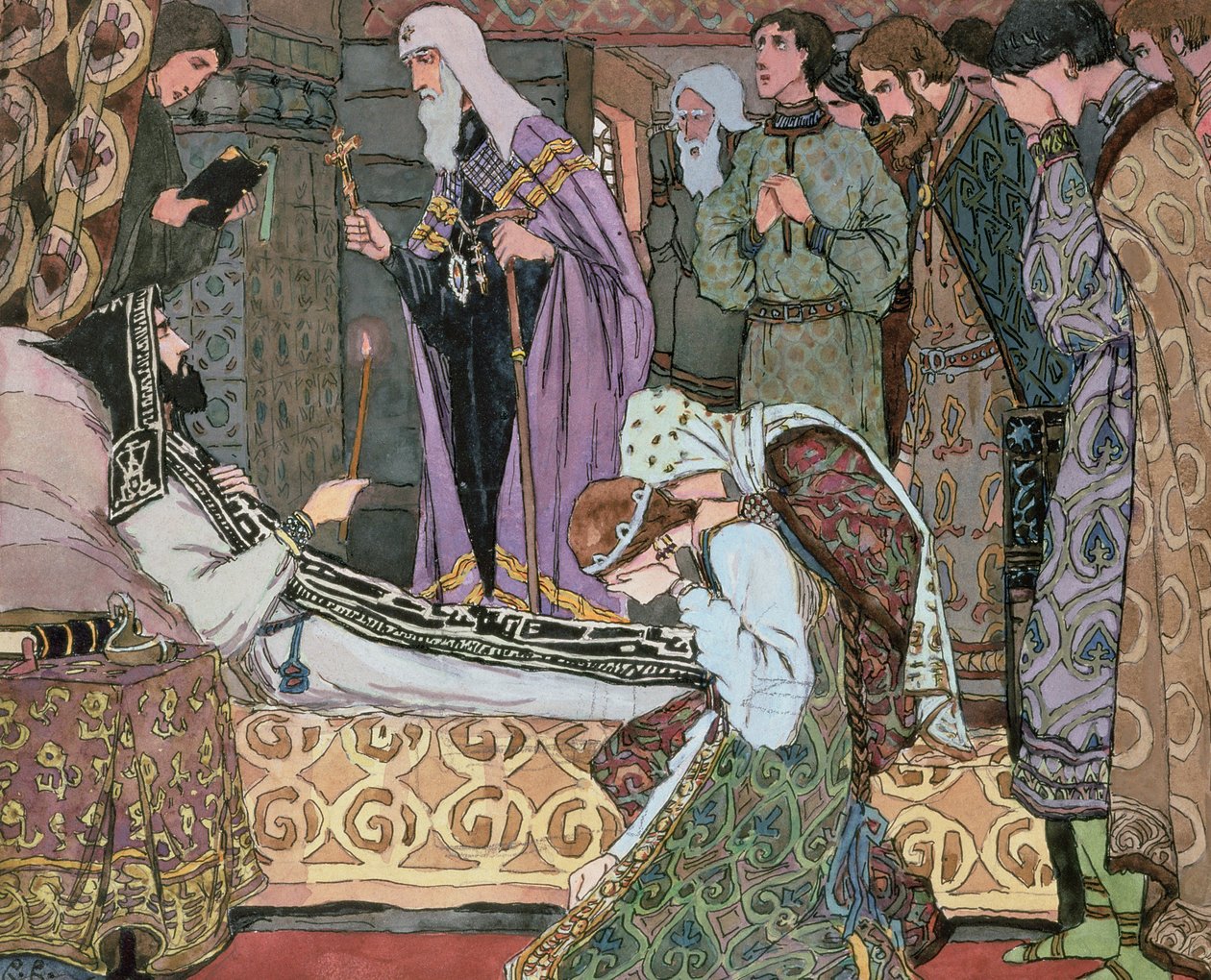 Leito de morte do grão-duque Dmitry de Don (1350-89), c.1910 de Vasili Vasil