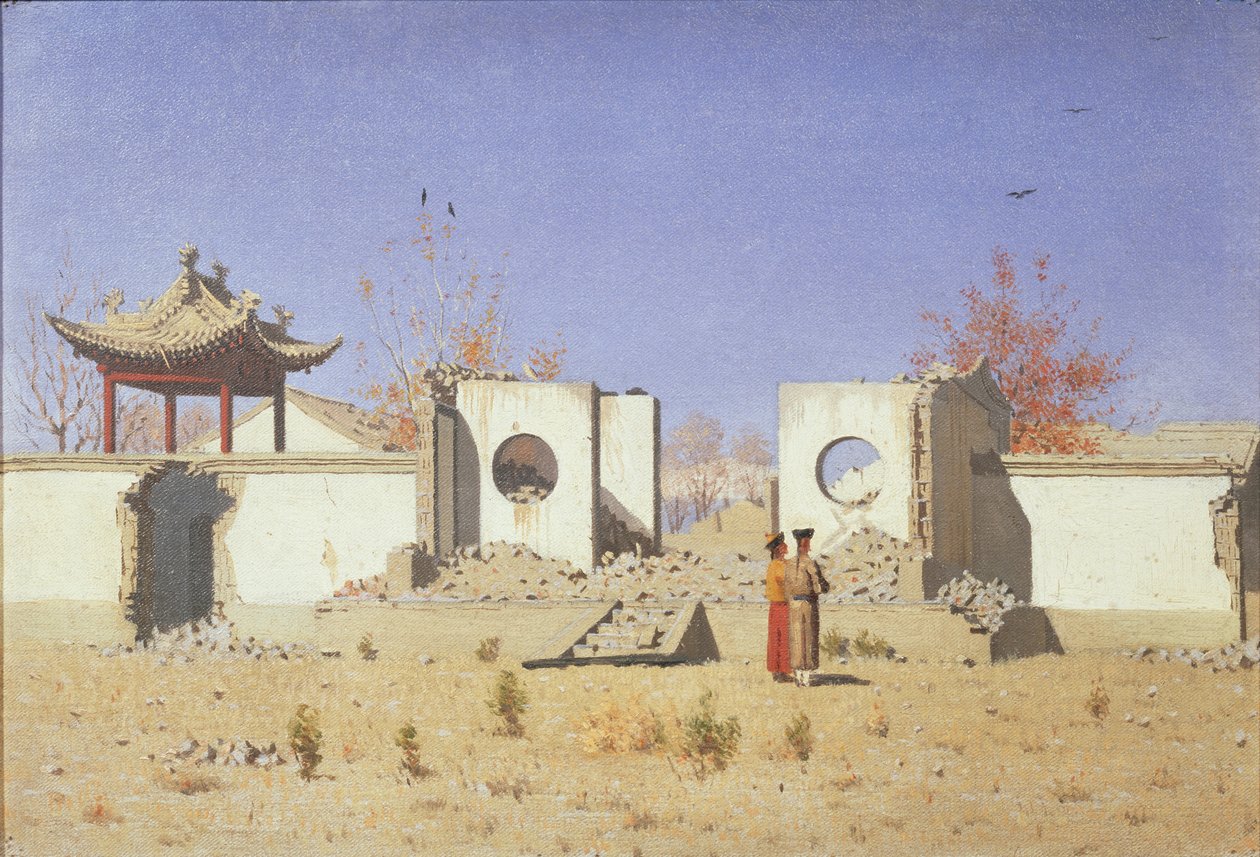 Uma ruína do templo chinês em Akkent, 1869-1870 de Vasili Vasilievich Vereshchagin