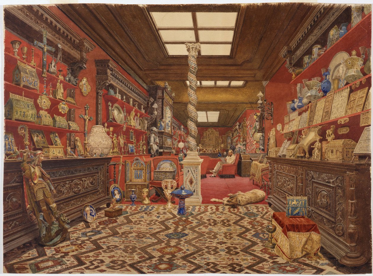 Um quarto em Alexander Basilewskys Residence em Paris, 1870 (wc no papel) de Vasili Vasilievich Vereshchagin