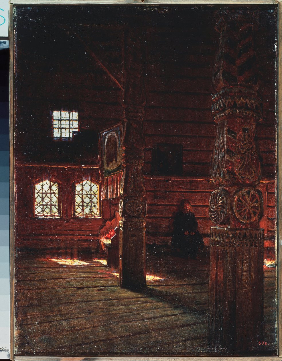 Interior da Igreja de Pedro e Paulo em Puchug - Pintura de Vasili Vasilyevich Vereshchagin (Vassili Vereshchagin) (1842-1904), óleo sobre tela de Vasili Vasilievich Vereshchagin