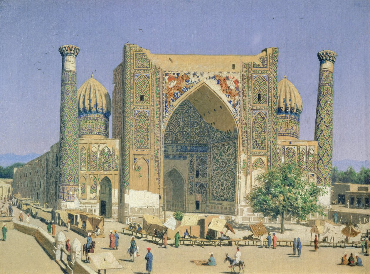 Medrasah Shir-Dhor na casa de Registan em Samarcanda de Vasili Vasilievich Vereshchagin