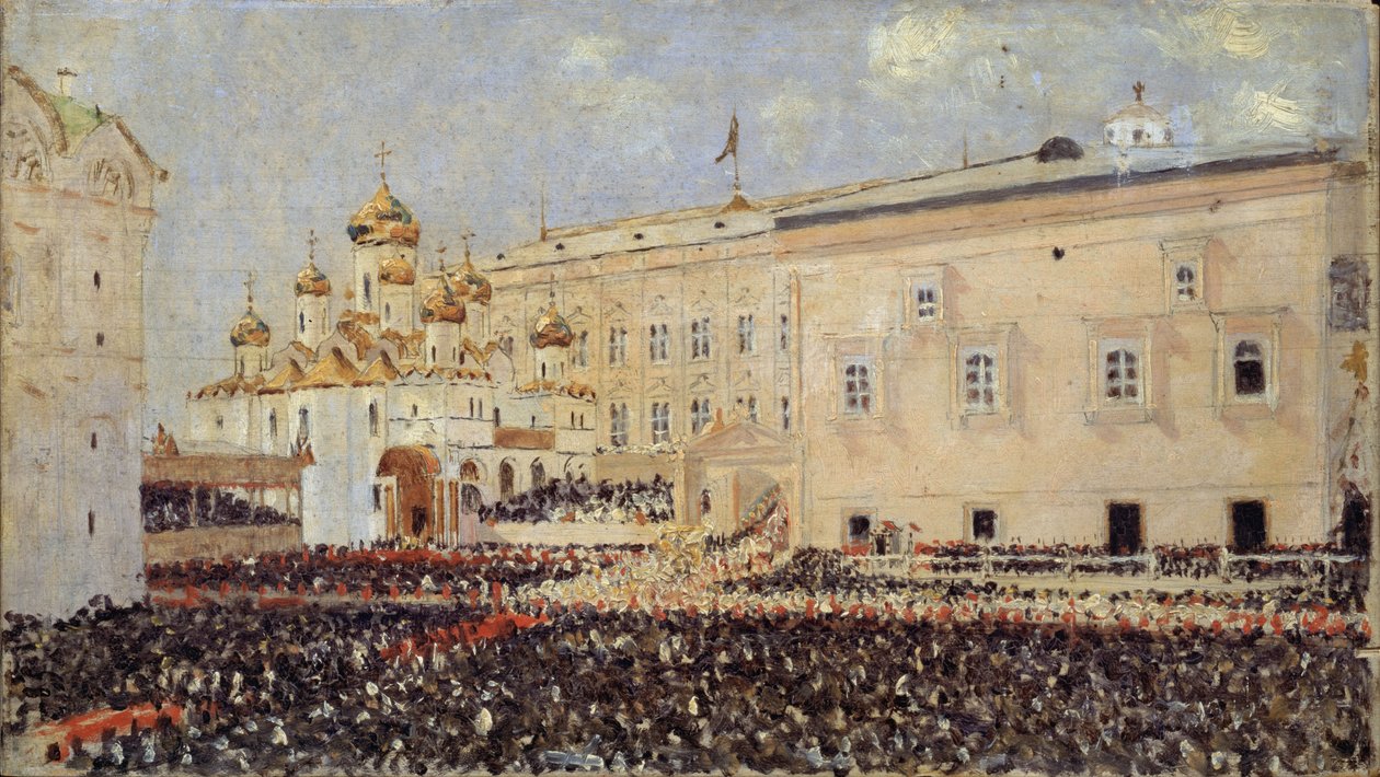 A coroação do imperador Alexandre III no Kremlin de Moscou em 15 de maio de 1883, 1883 de Vasili Vasilievich Vereshchagin