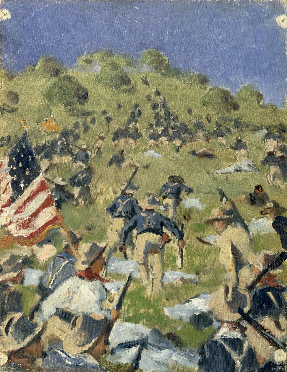 Theodore Roosevelt tomando as colinas de Saint-Juan de Vasili Vasilievich Vereshchagin