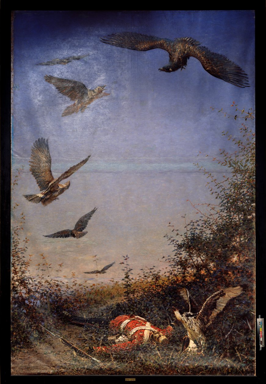 Um Soldado Esquecido - Pintura de Vasili Vasilyevich Vereshchagin (Vassili Vereshchagin) (1842-1904), óleo sobre tela de Vasili Vasilievich Vereshchagin