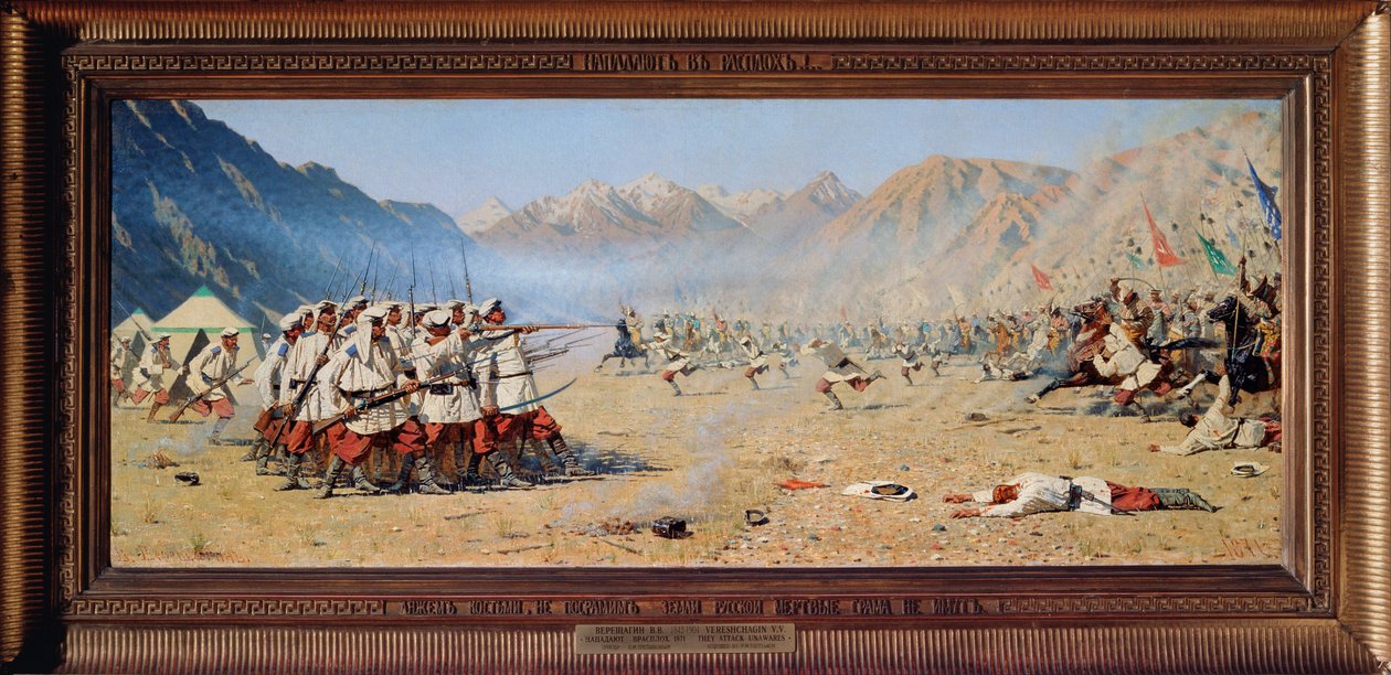 Um ataque repentino (conquista do Turquestão pela Rússia Imperial de Vasili Vasilievich Vereshchagin
