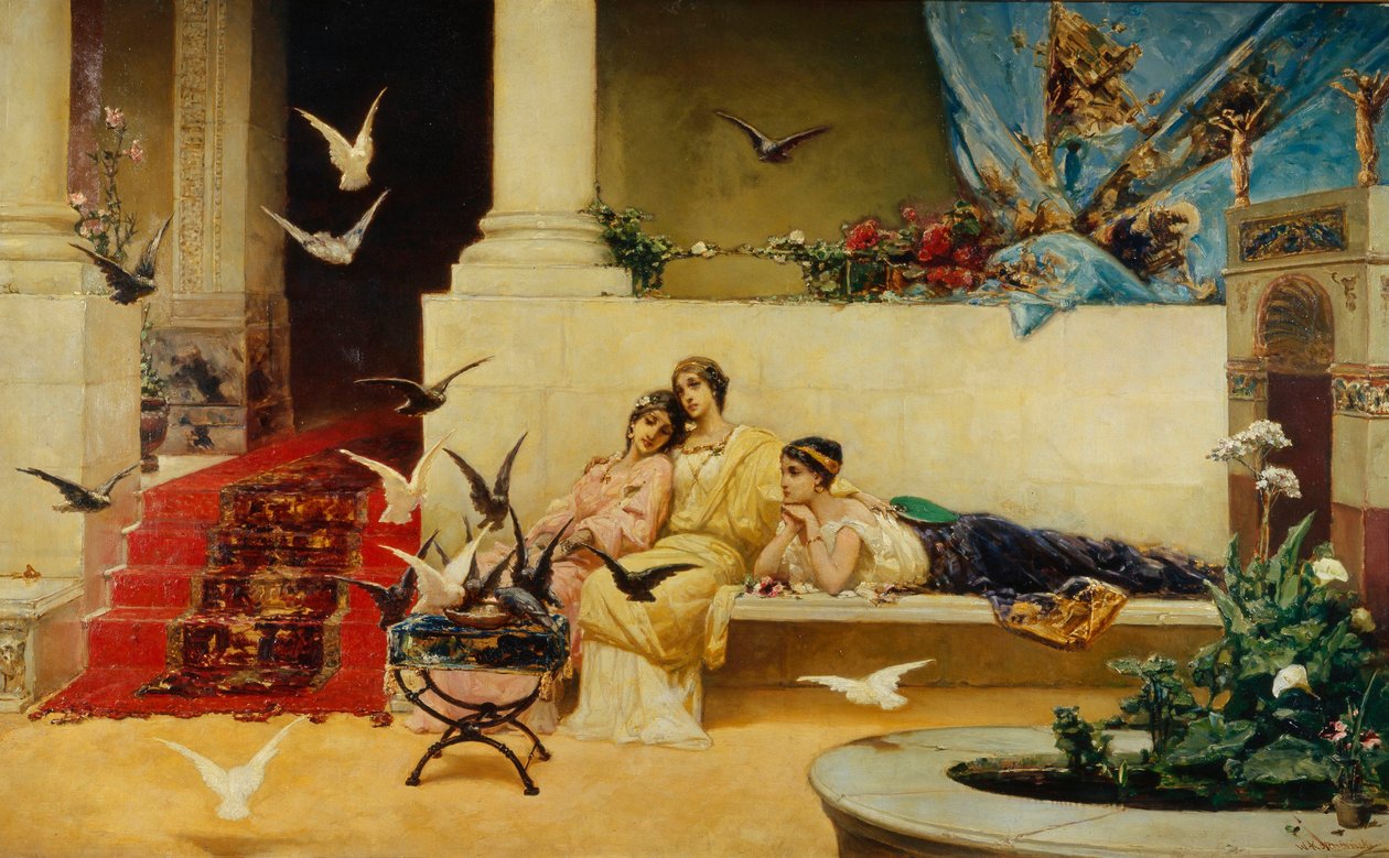 Alimentando os pombos de Vasilii Kotarbinsky
