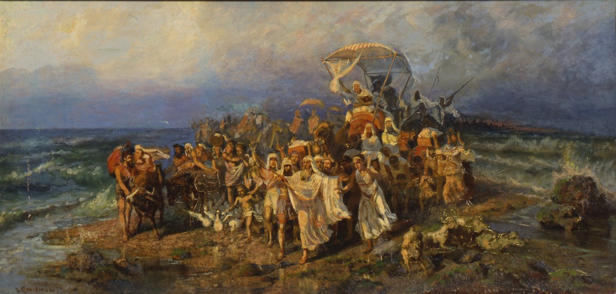 A travessia israelita do Mar Vermelho, segunda metade do século XIX. de Vasilii Kotarbinsky