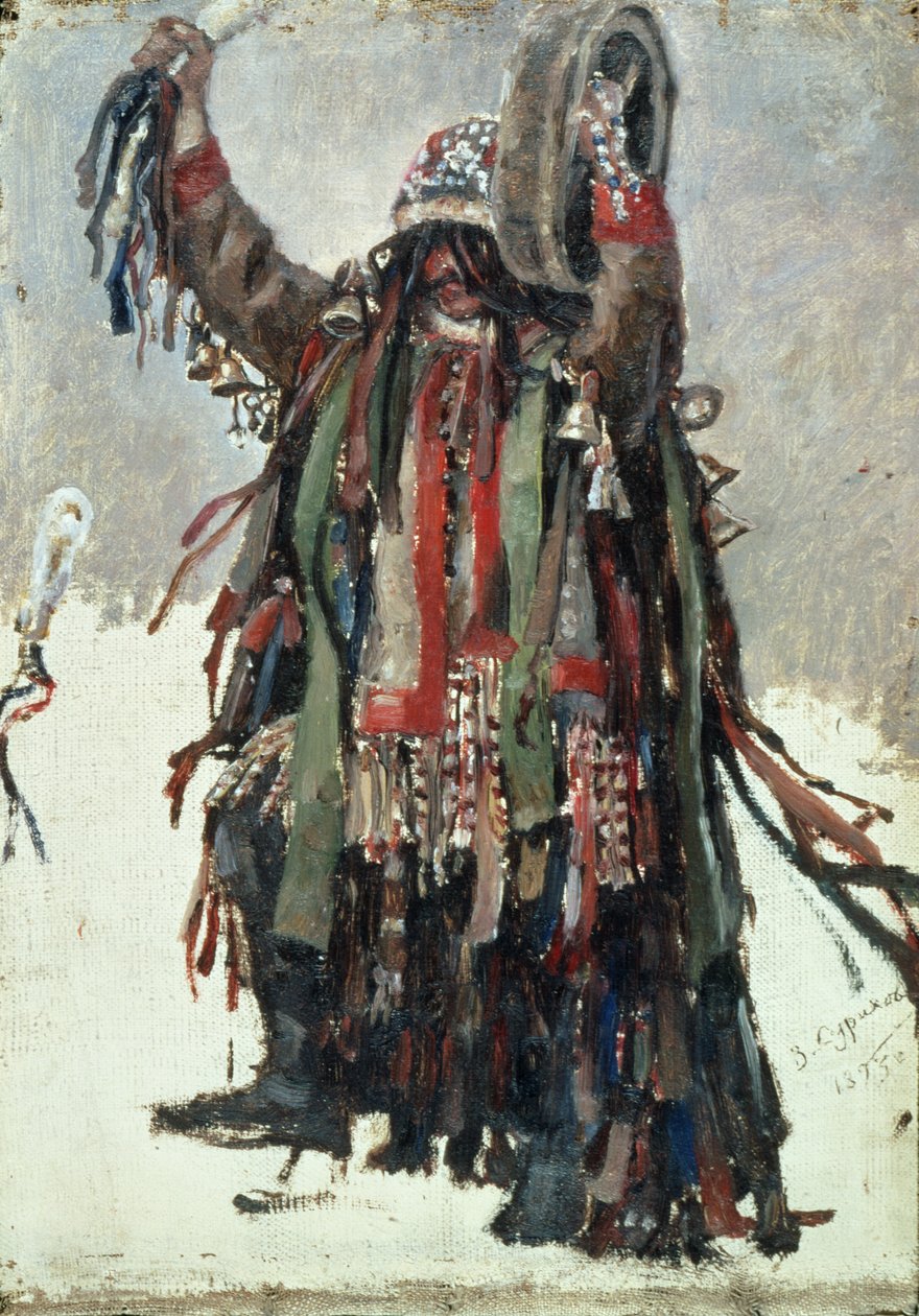 A Shaman, sketch for &39;Yermak Conquista da Sibéria&39;, 1893 de Vasilij Ivanovic Surikov