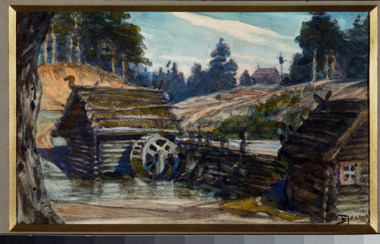 Desenho do palco da ópera Rusalka de Alexandre Dargomyzhsky (1813-69) de Vasilij Dmitrievich Polenov