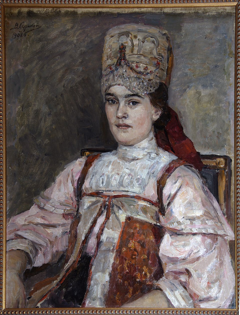 Retrato de Natalia Fyodorovna Matveyeva - Peinture de Vasilli Ivanovich Sourikov (Vasily Surikov ou Vassili Surikov) (1848- 1916), huile sur toile (69x58 cm) 1908 - Retrato de Natalia Fyodorovna Matveyeva, Óleo sobre tela de Vasili Ivanovich Surikov de Vasilij Ivanovic Surikov