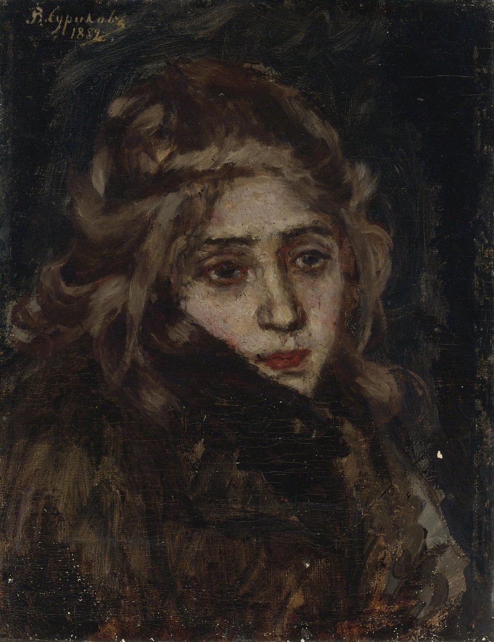 Princesa Maria Alexandrovna Menshikova. Estudo para Menshikov em Berezov, 1882 de Vasilij Ivanovic Surikov