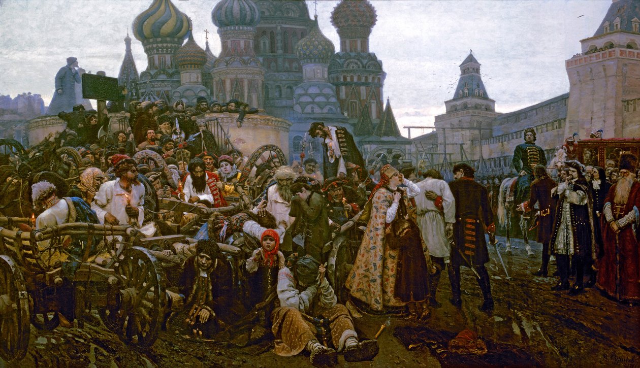 A manhã da execução do Streltsy em 1698, 1881 de Vasilij Ivanovic Surikov