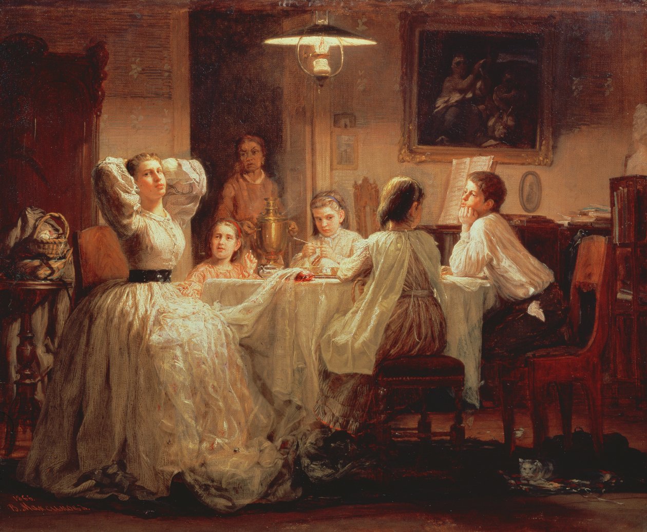 Costura do Dote, 1866 de Vasily Maximov