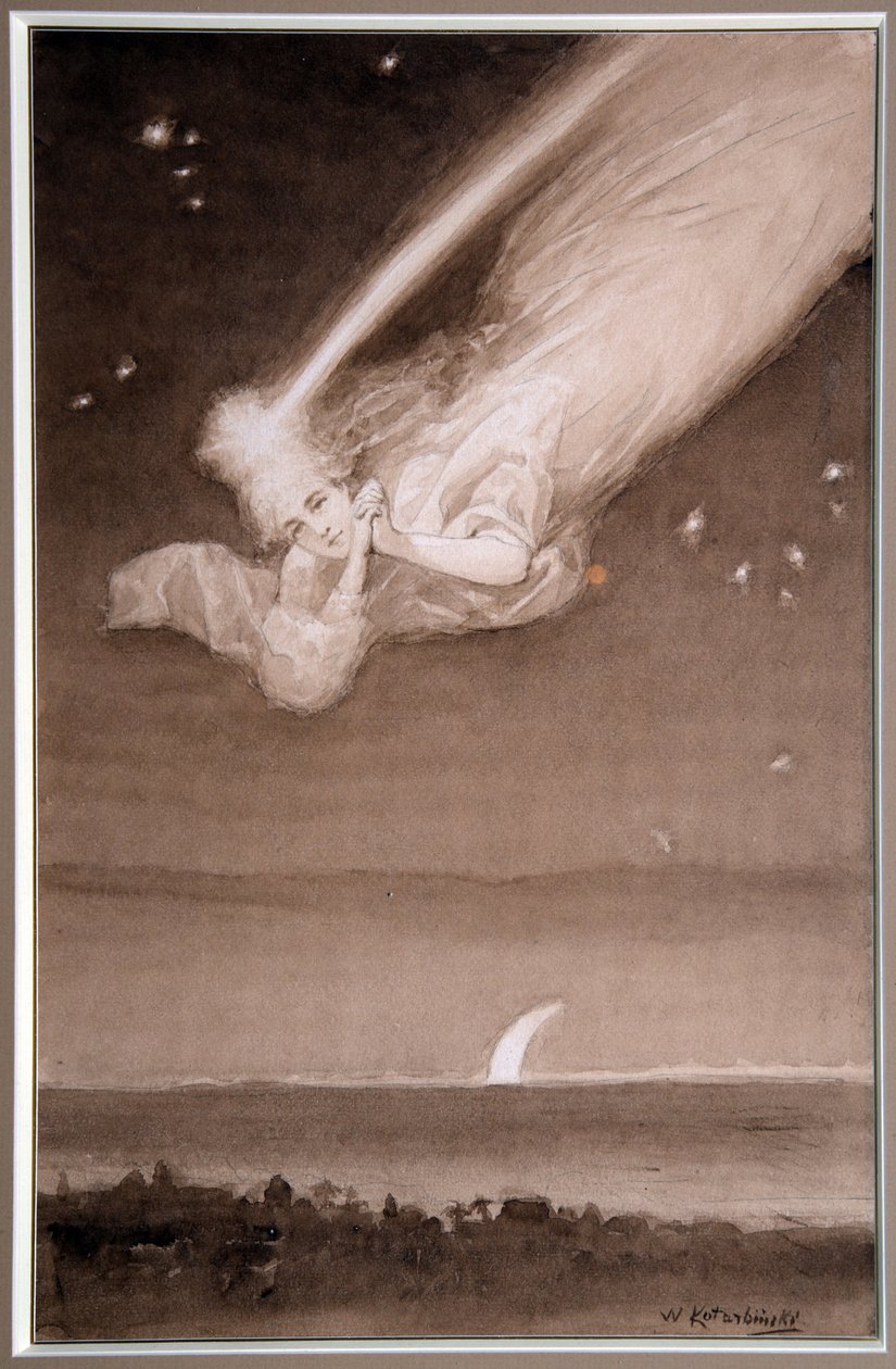 Etoile filante (Falling Star) - Aquarelle sur papier de Vassili (Vasili, Vasilii, Wilhelm) Alexandrovich Kotarbinsky (Kotarbinski, Kotarbinskii) (1849-1921), annees 1910 - Privee de Collection de Vasily Alexandrovich Kotarbinsky