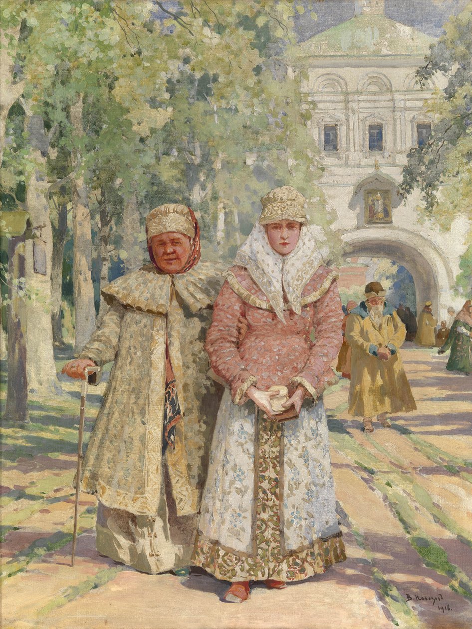 Fora do Portão do Mosteiro, 1916 de Vasily Ivanovich Navozov