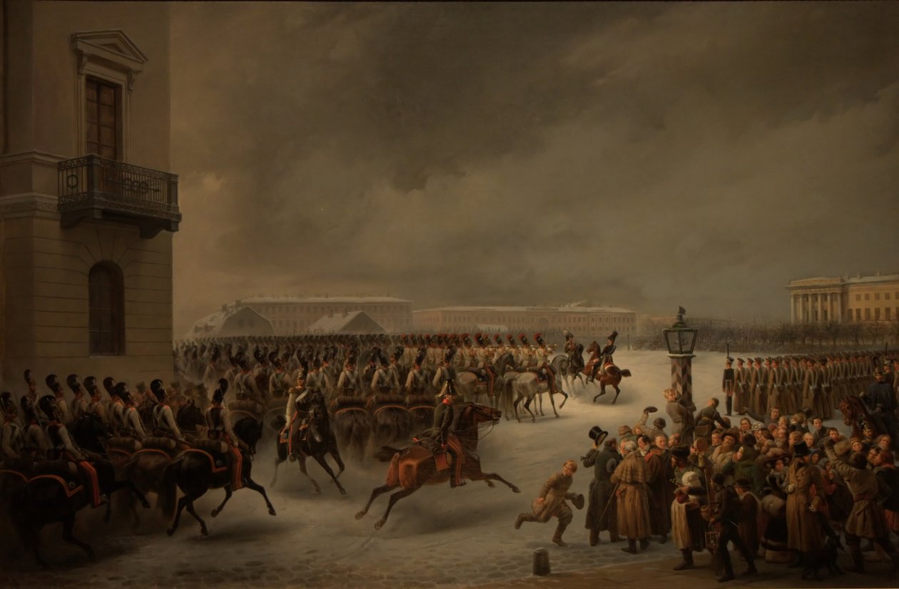 A revolta dezembrista na Praça do Senado em 14 de dezembro de 1825 de Georg Wilhelm Timm