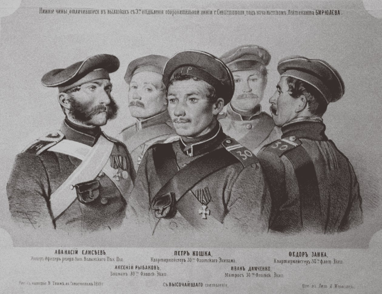 Os soldados que se destacaram na defesa de Sebastopol, 1855 de Georg Wilhelm Timm