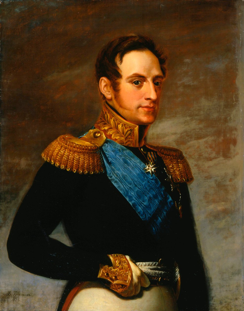 Retrato do imperador Nicolau I, 1826 de Vasily Tropinin