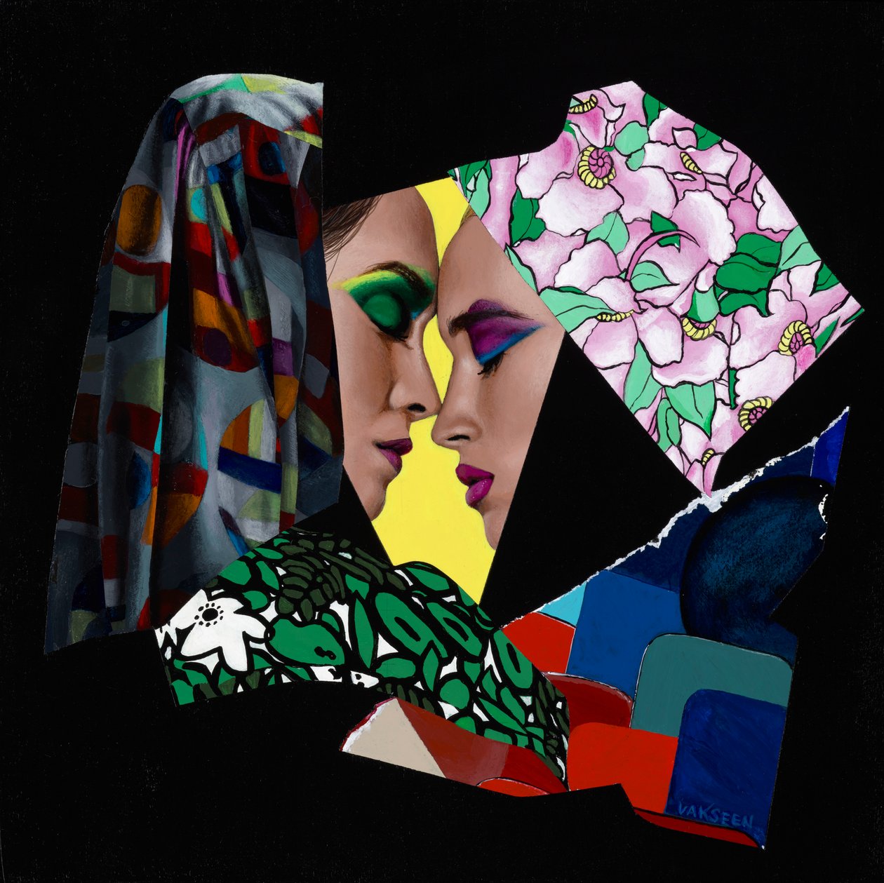 Malha intrincada, 2019 (Acrílico sobre madeira) de Vaskeen Vaskeen