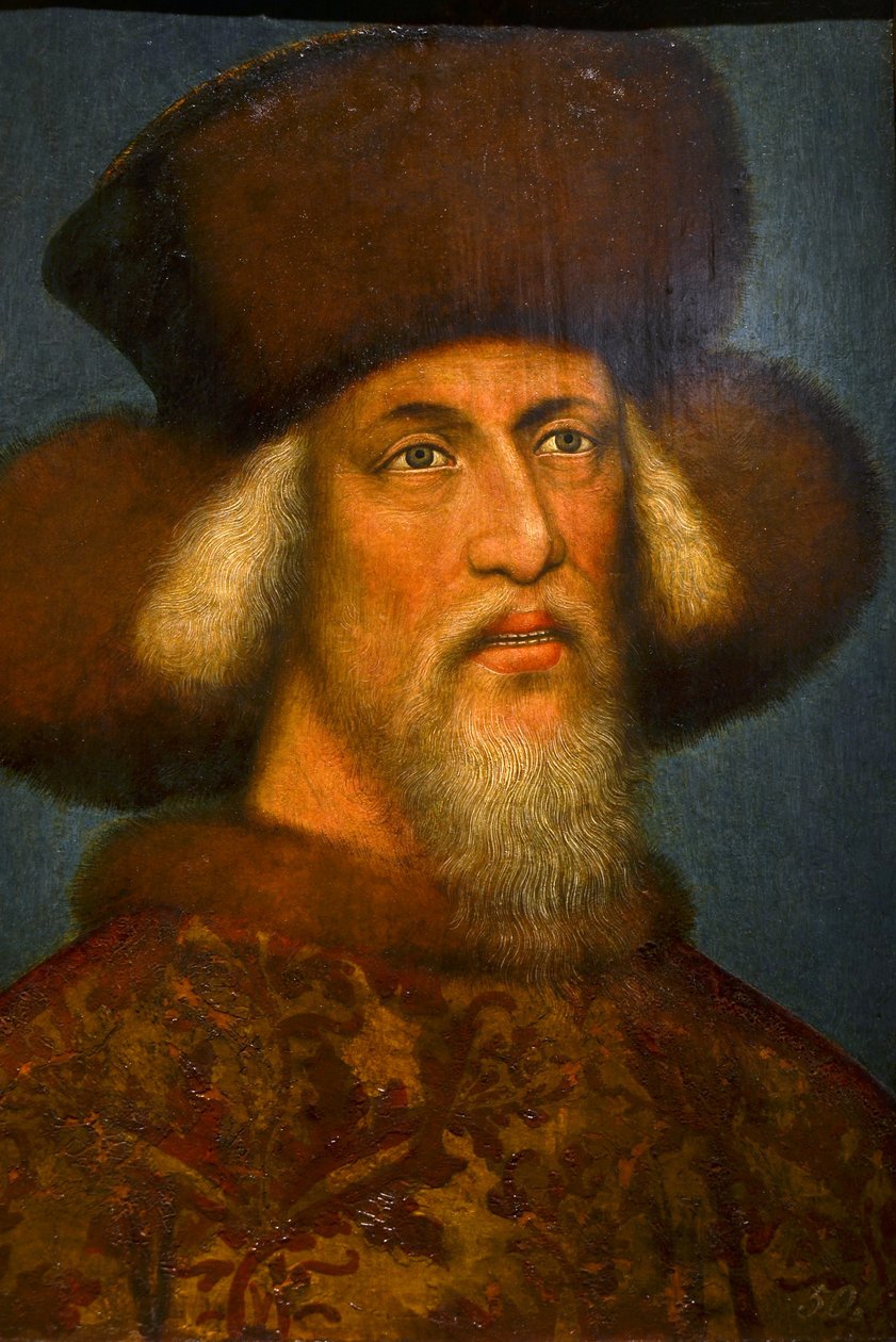 Retrato do imperador Sigismund, Bohemia, por volta de 1430-1437, anteriormente atribuído a Pisanello. Óleo e têmpera em pergaminho e madeira. Agora no Kunsthistorisches Museum em Viena. de Vassil Vassil