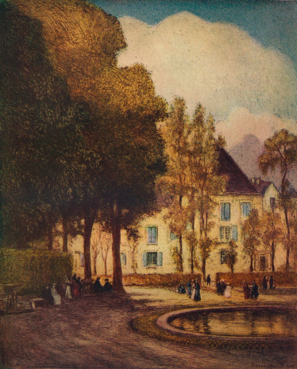 Piscina do Dragão, Versaille, c1915 de Vaughan Trowbridge