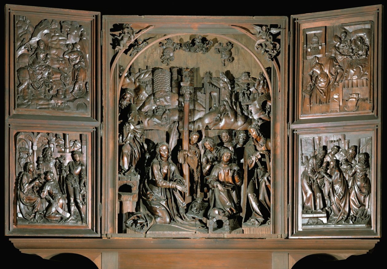 Altar de Santa Maria. Painéis da esquerda: voo para o Egito de Veit or Wit Stoss