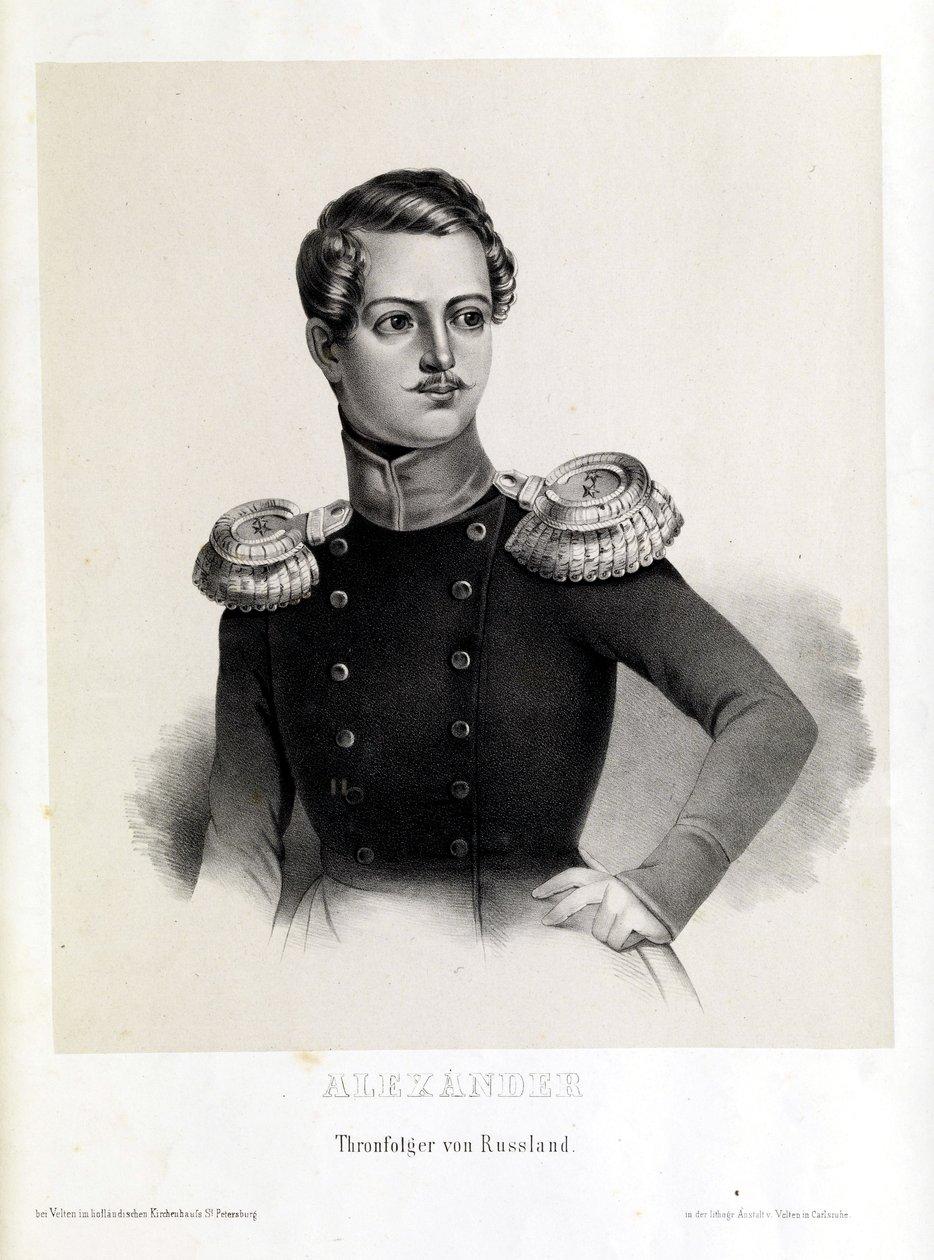 Herdeiro do trono Alexandre Nikolayevich, litografia de Velten