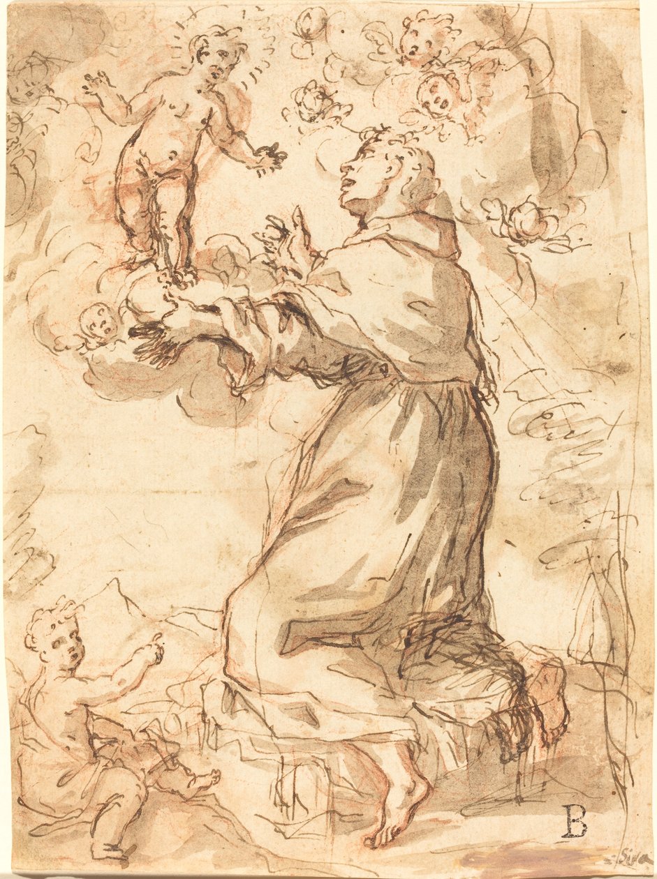 O Menino Jesus Aparecendo a São Francisco de Venetian 17th Century
