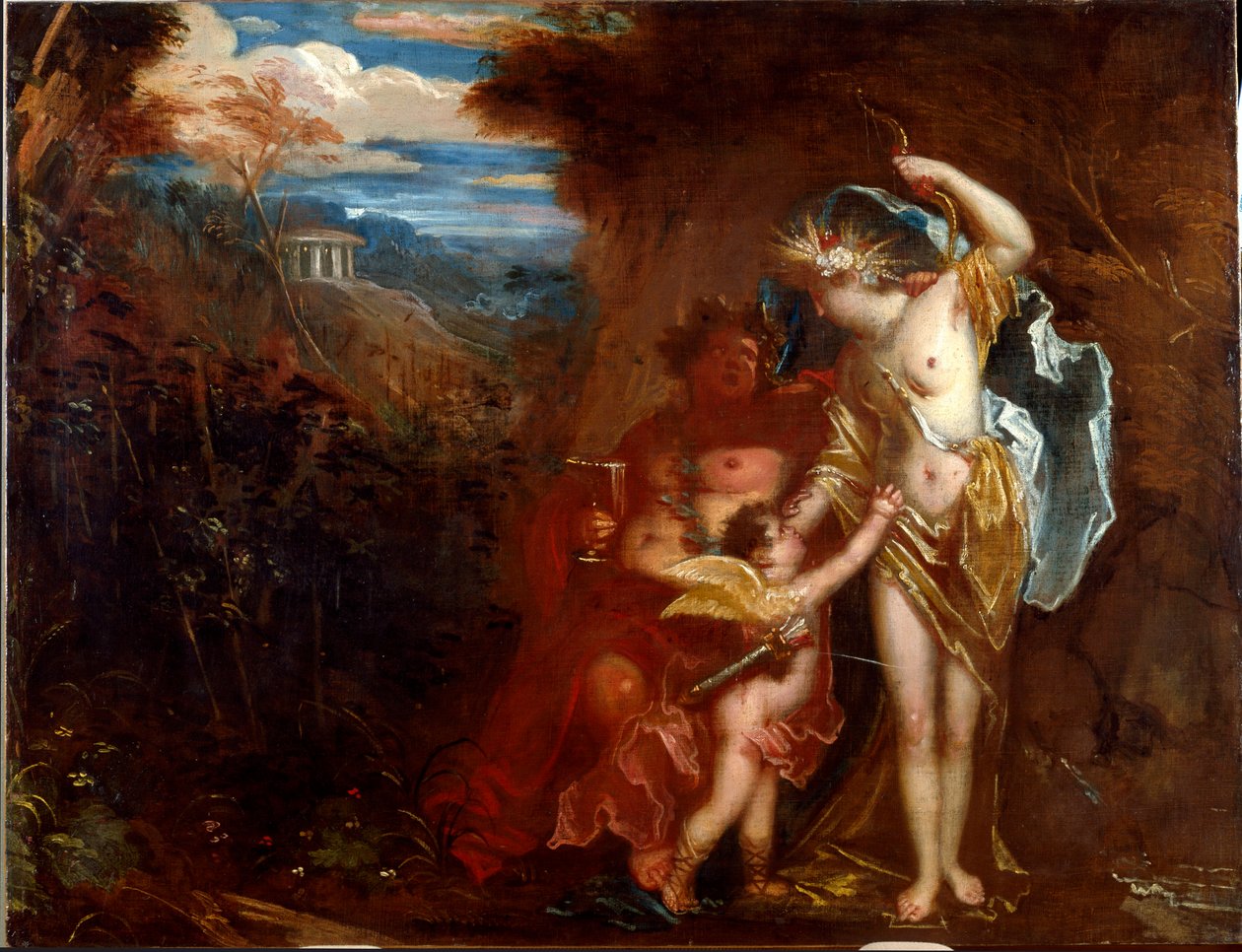 Bacchus, Ceres e Love Anonymous pintura de influência veneziana de Venetian School