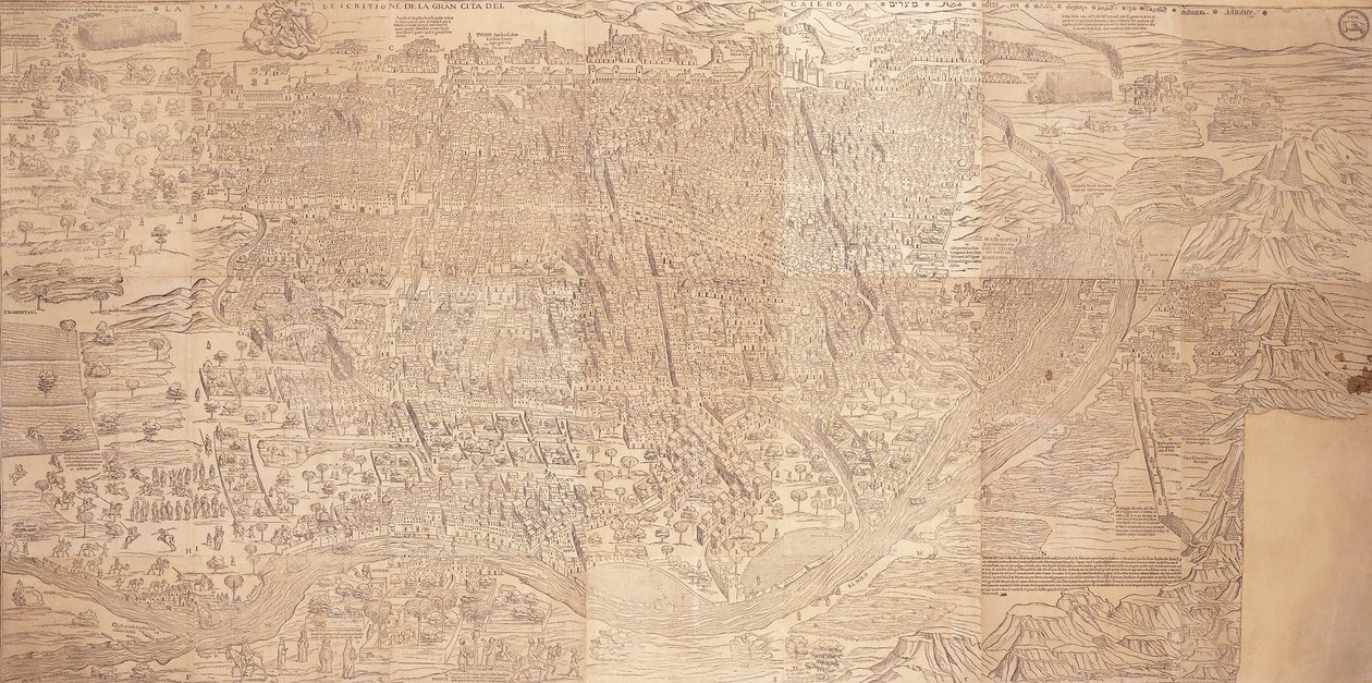 Mapa do Cairo, uma vista aérea, 1549 de Venetian School