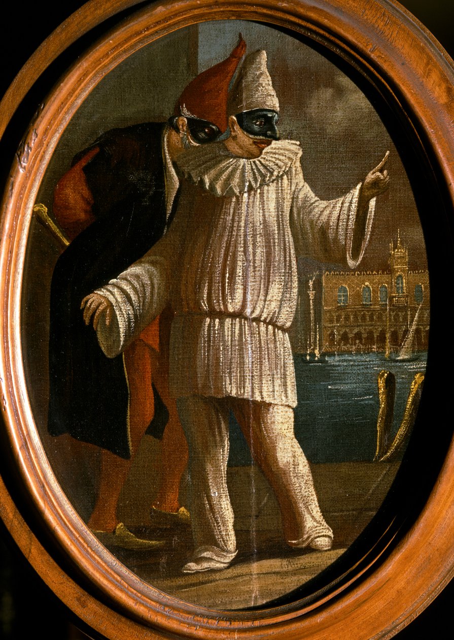 Pulcinella e Pantalone. Século XVIII (óleo) de Venetian School