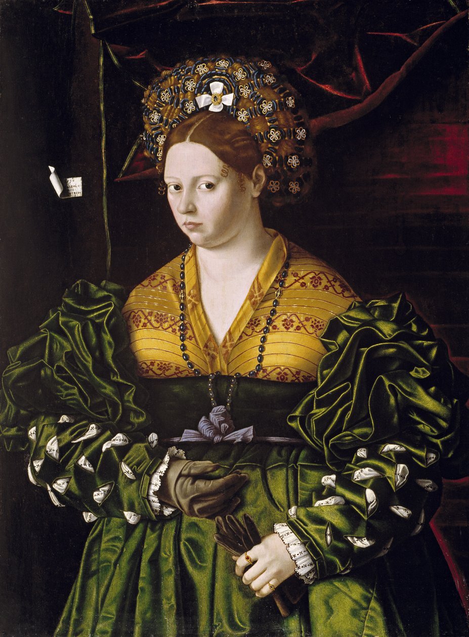 Retrato de uma Senhora com um vestido verde de Veneto Bartolomeo